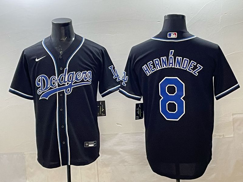 Men 2025 Nike Los Angeles Dodgers #8 Hernandez Black MLB Jersey style 001